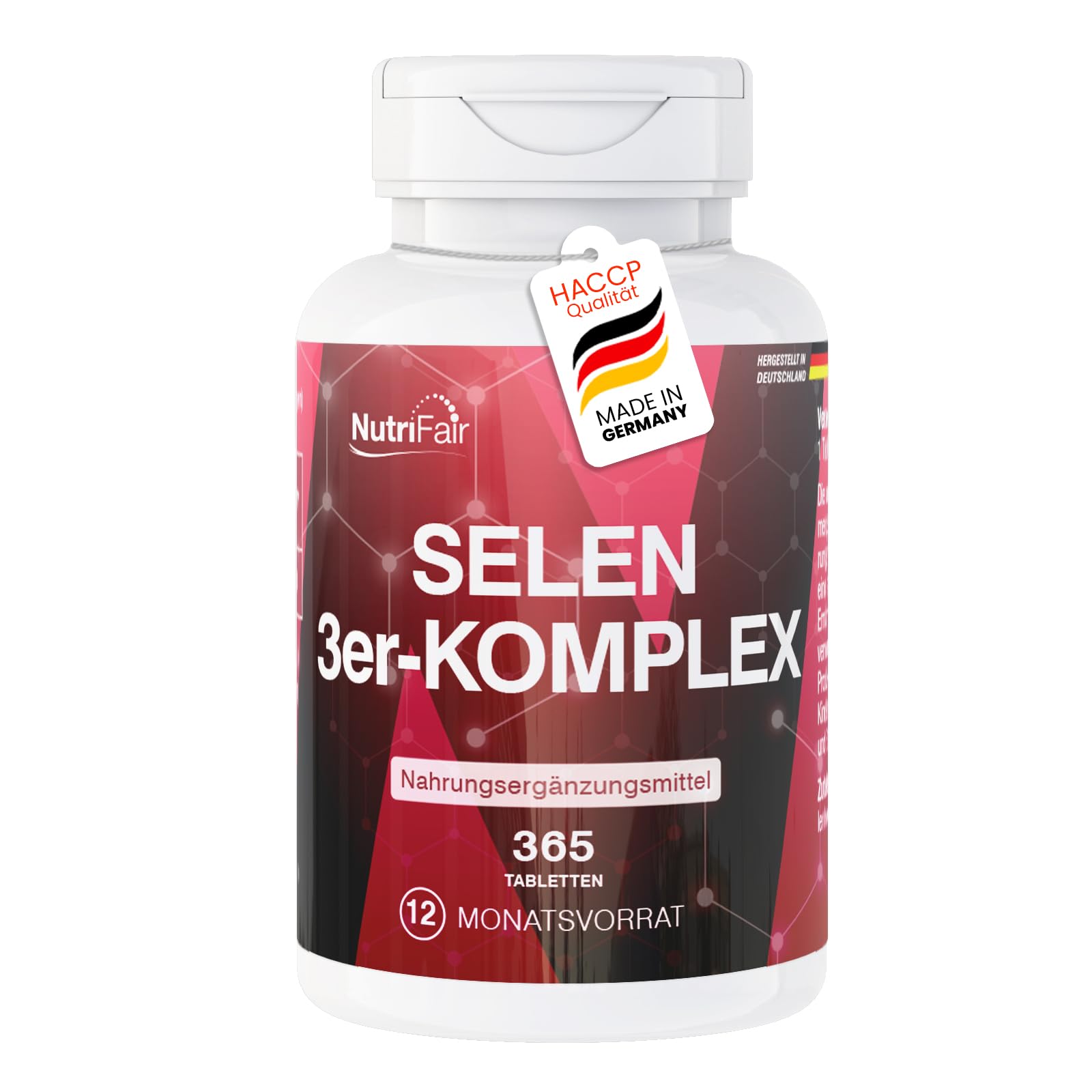 Selenium 3-complex - 365 compresse, contenente 200µg - Complesso di lievito di selenio, selenometionina e selenito di sodio - Dosaggio elevato - 100% vegano - Produzione tedesca e test di laboratorio