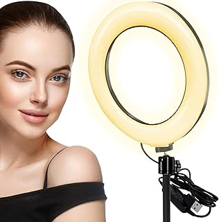 Ring Light | Computer Ring Light with Stand | Desktop Ring Light with Phone Holder | Video Light LED Streaming Light for Webcam Lighting/Zoom Meetings/Video Calls/Makeup/Live Streaming/Youtube