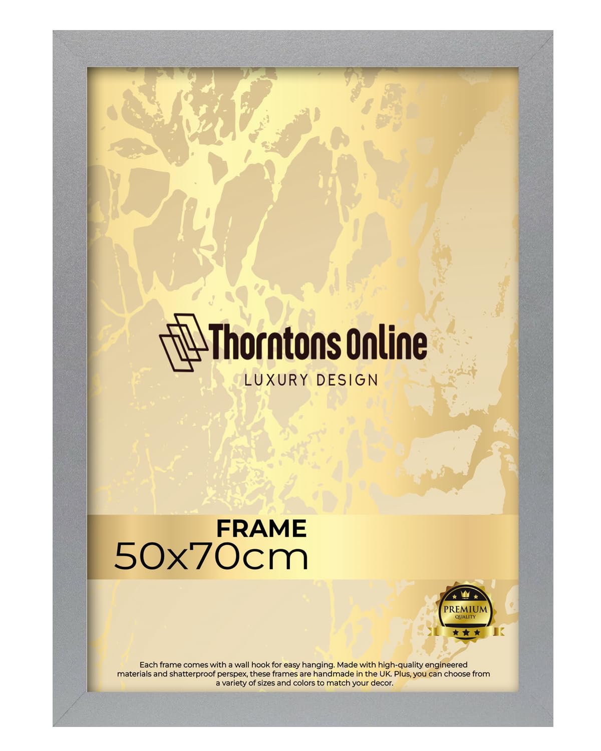 Poster Frame - Silver 50x70cm mdf backing with both ways hanging hooks |Picture Photo frame 70x50cm |Acrylic front | Home & Office Decor