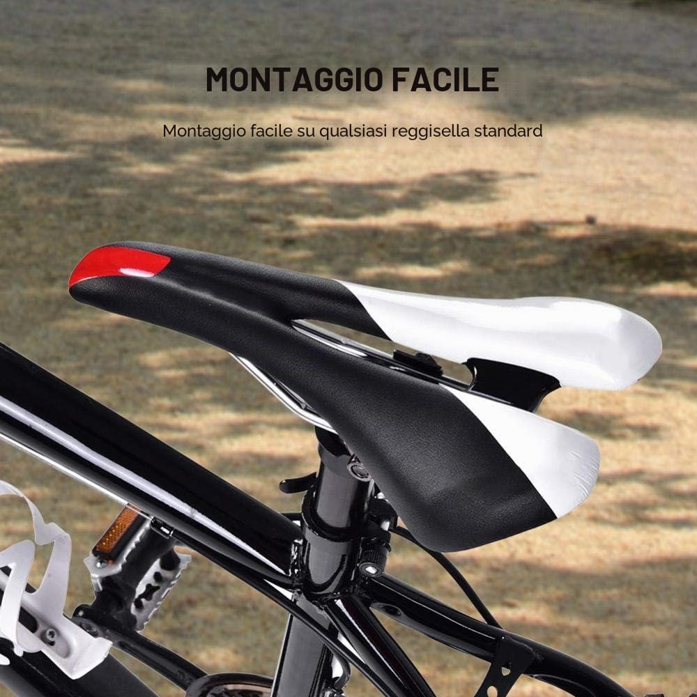 Alomejor Sella Bicicletta, Professionale Sella in Pelle può Ergonomico Antiprostata Sedile Leggero Confortevole Morbido Sella per Mountain Bike, Bici da Strada(Black And White)