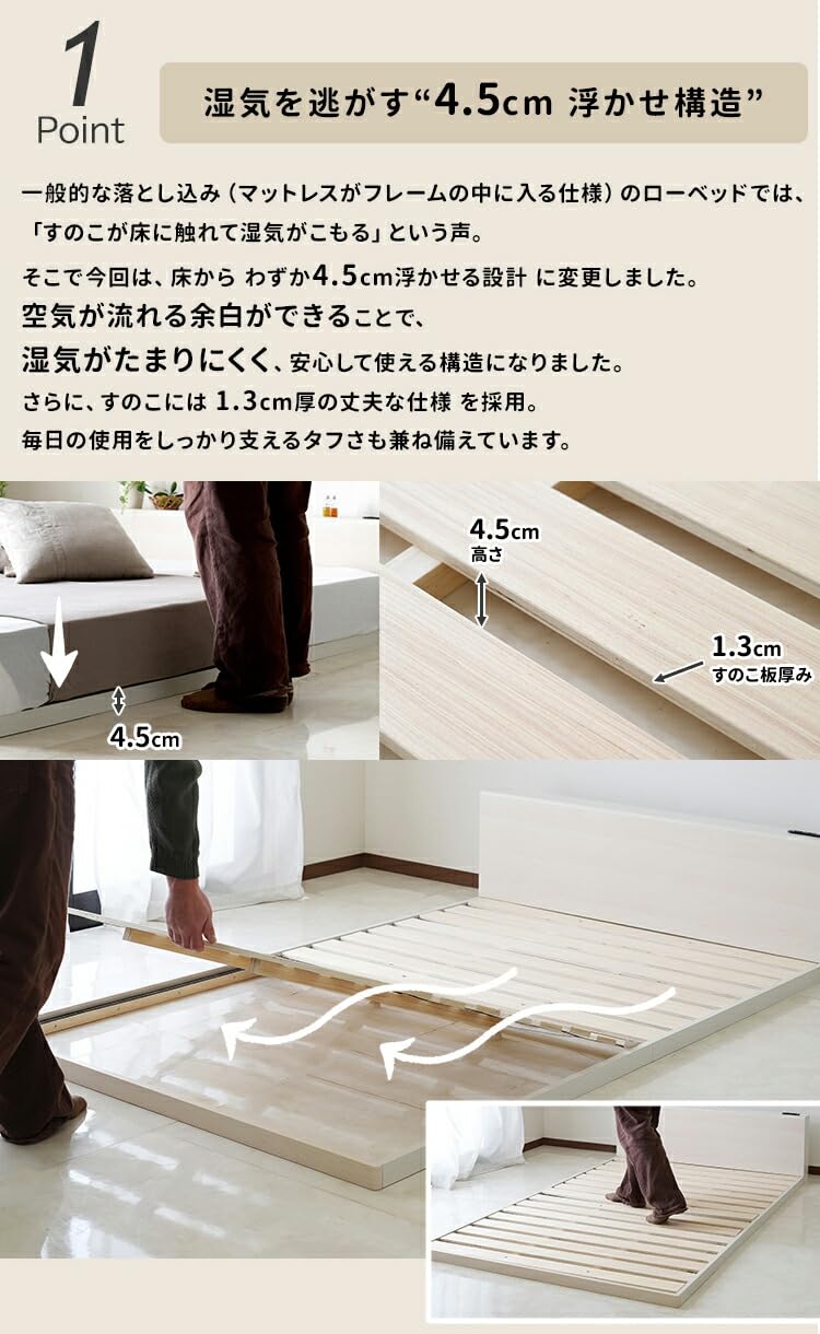 Amazon.co.jp: ビックスリー スモールセミシングルベッド ローベッド