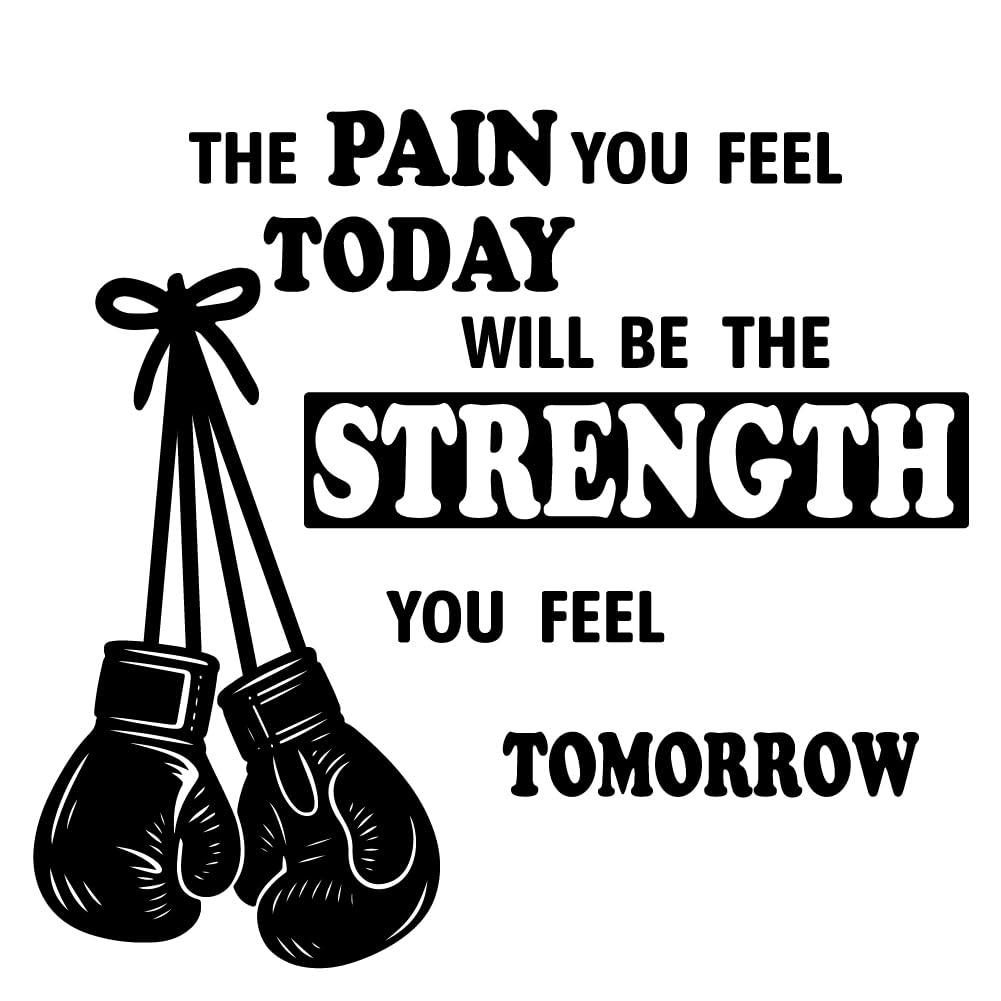 SUPERDANT Boxing Wall Stickers Inspirational Quotes Wall Decals Boxing Glove Walls Art Murals Peel and Stick Black Vinyl Art Gym Decor for Gyms Bedroom Living Room Boys Room 57x35cm