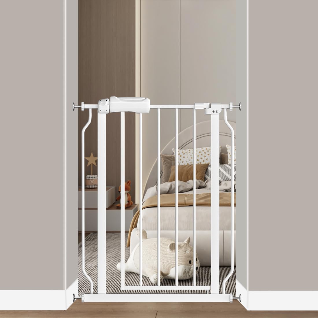 Fairy Baby Small Narrow Baby Gate for Doorways Stairs Hallway 25-27 Inch Wide, Pressure Mounted Walk Through Gates, Indoor Safety Child Gates for Kids or Pets 25-27 Inch (Pack of 1)