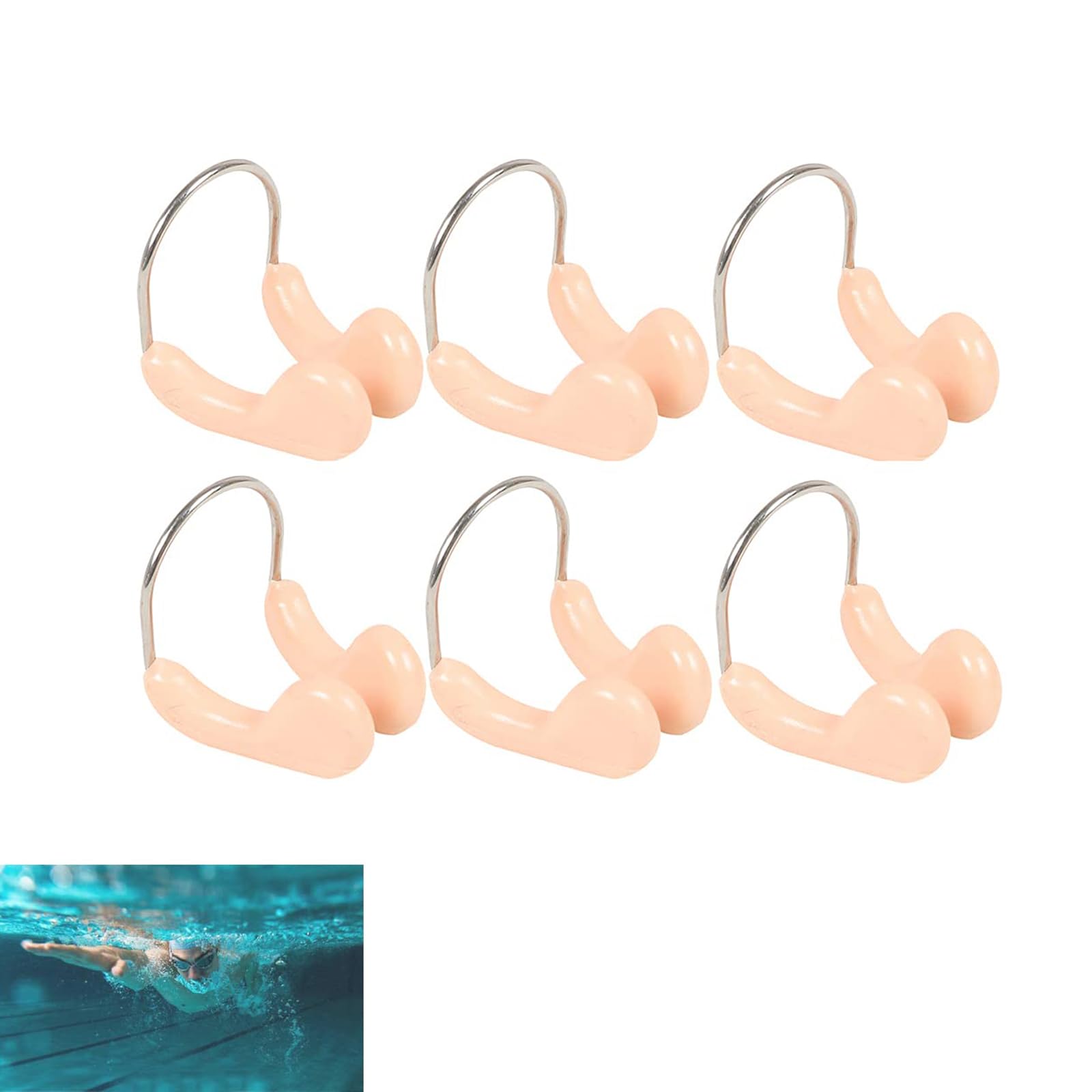 Pinza de Nariz de Natación,6 PCS Tapones de Nariz de Silicona para Adultos,Protectores Nasales Impermeables para Entrenamientos de Natación,Competiciones en Piscina y Deportes Acuáticos