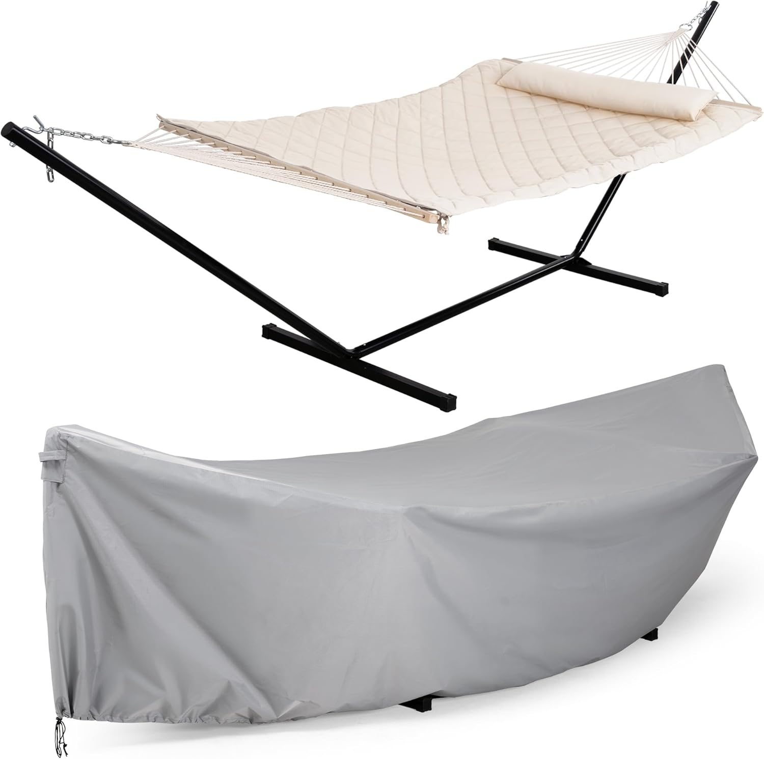 ANOW 2pk - Rope Hammock with 12 Feet Stand + 1 Hammock Cover