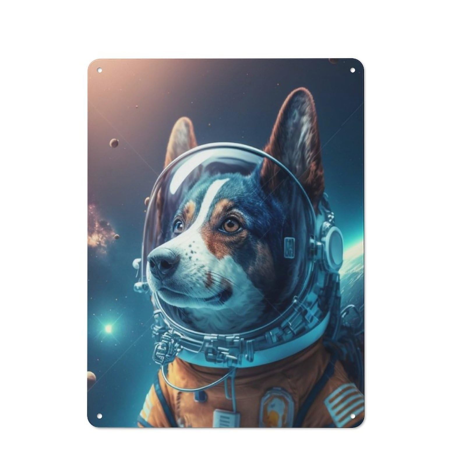 Junmoney Space Dog Fantasy Retro Metal Plaque 40X30cm For Garage Or Workshop, Housewarming Wall Decor For People Furnishing Garage And Workshop