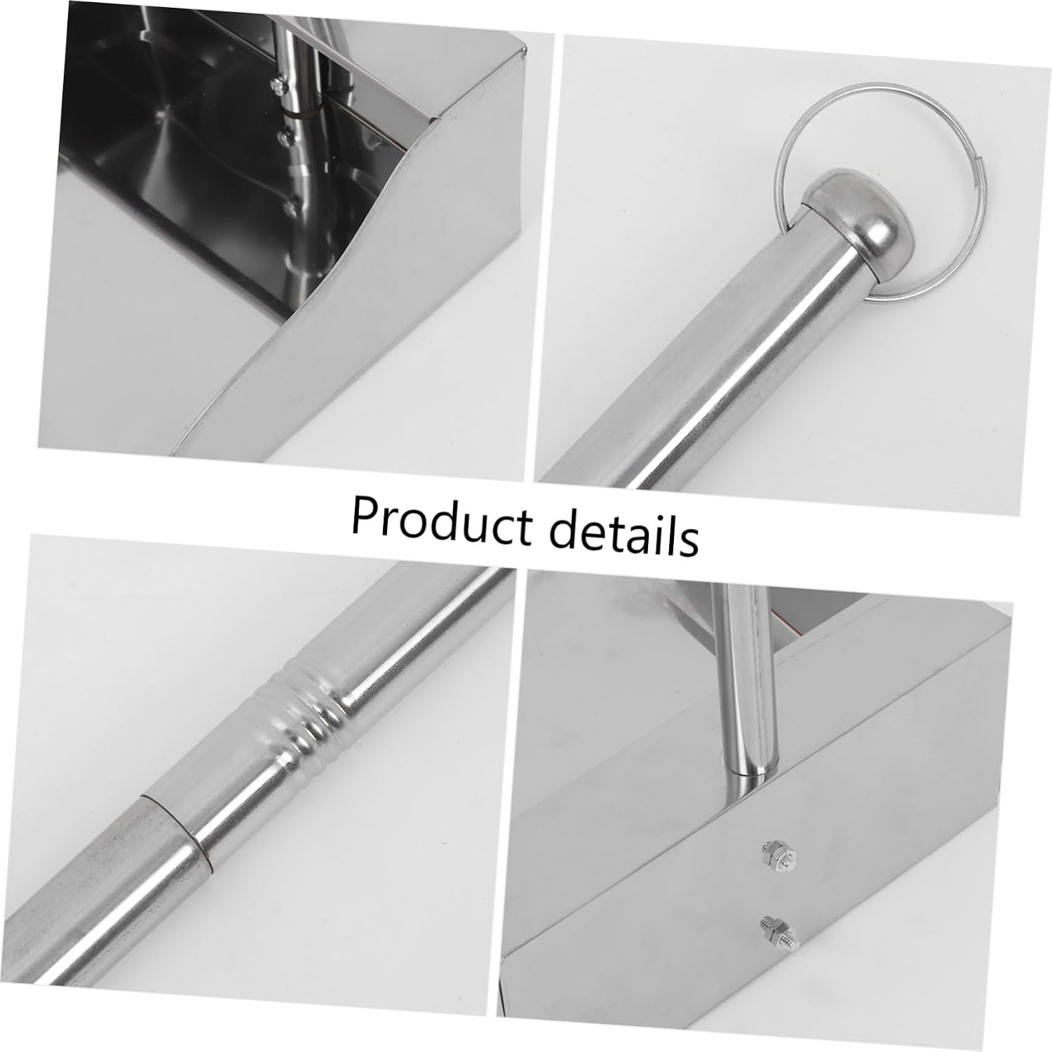 Heavy Duty Long Handled Dust Pan Ergonomic Stand Up Trash Dustpan for Home Garage and Lobby Extra Capacity Stainless Steel Construction No Bending Required