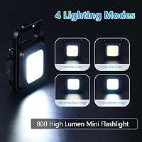 URAQT Mini LED Munkalámpa 2db - 800 Lumen COB Kulcstartós Zseblámpa 4 Üzemmóddal, USB Tölthető, Mágneses Talppal, Sörnyitóval Kempinghez, Au 3