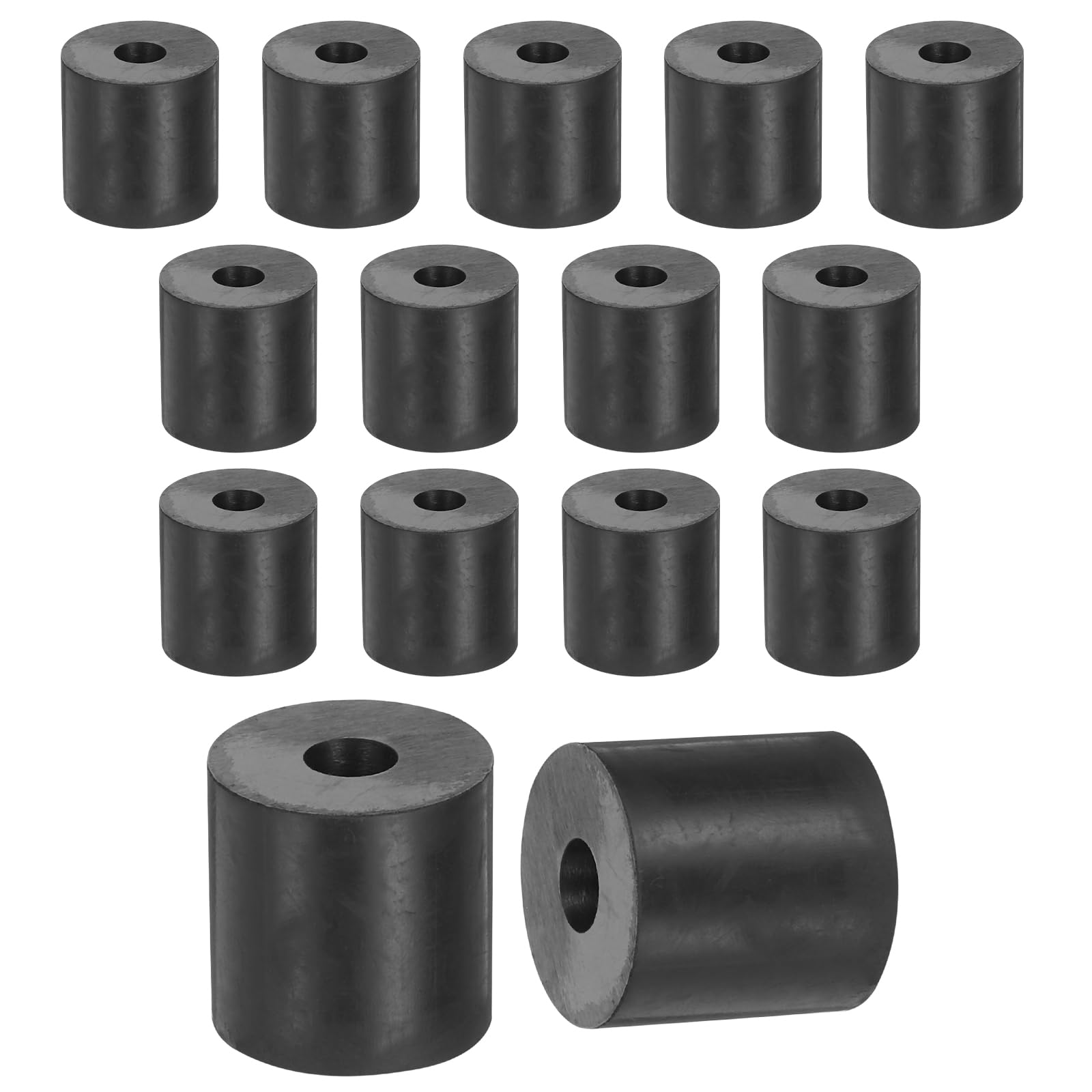 sourcing map 15Pcs Rubber Spacers, 25mm OD, 8mm ID, 25mm Thick Black Round Anti Vibration Rubber Pads Isolation Bushings Washer for Home Cars Boat(0.98"OD x 0.31" ID x 0.98" Thick)