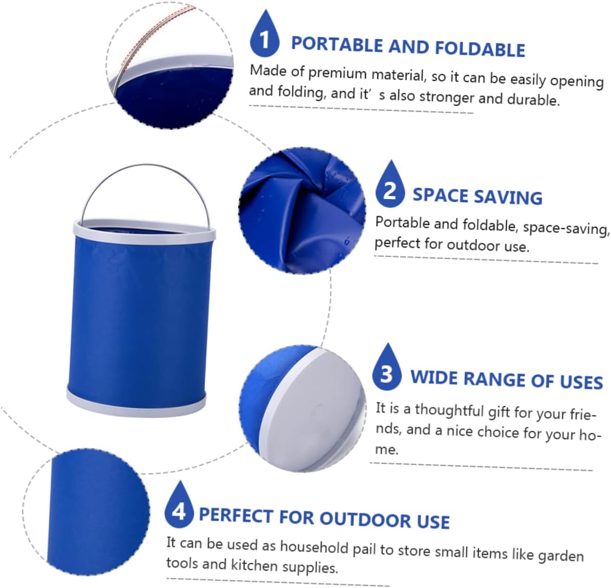 Alipis 1pc Automotive Water Bucket Large Capacity Collapsible Design Beach Outdoor Use Fishing Camping Easy to Clean Store