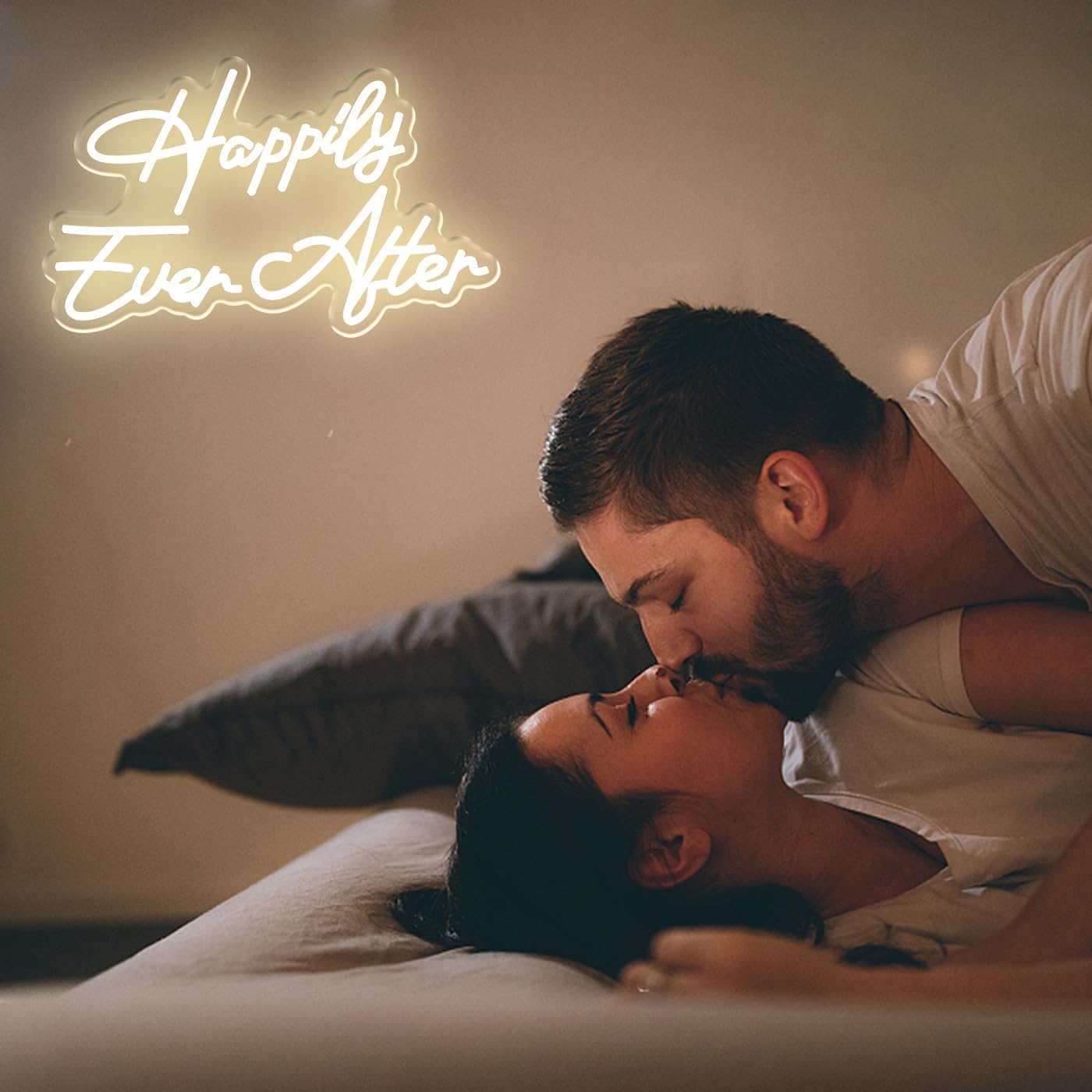 Happily Ever After Neon Sign for Wall Decor, Wedding Neon Lights Sign Dimmable USB Powered LED Sign for Bedroom Home Bar Wall Decor Anniversary Valentine's Celebrations Wedding Party
