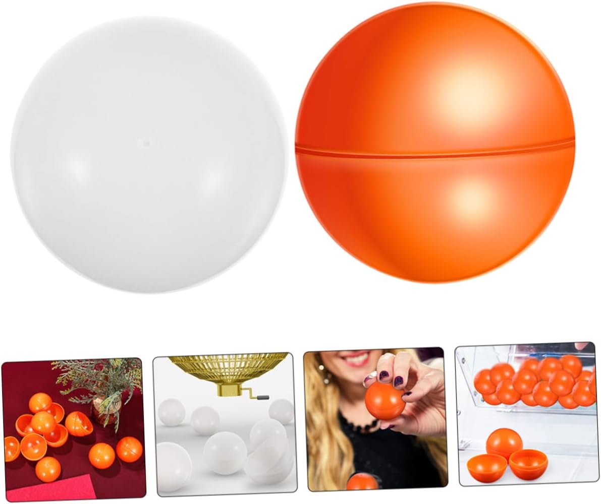 50pcs Openable Plastic Lottery Balls for Party Games Raffle Balls Orange White for Raffle Drawings Arts Crafts and Carnival Events