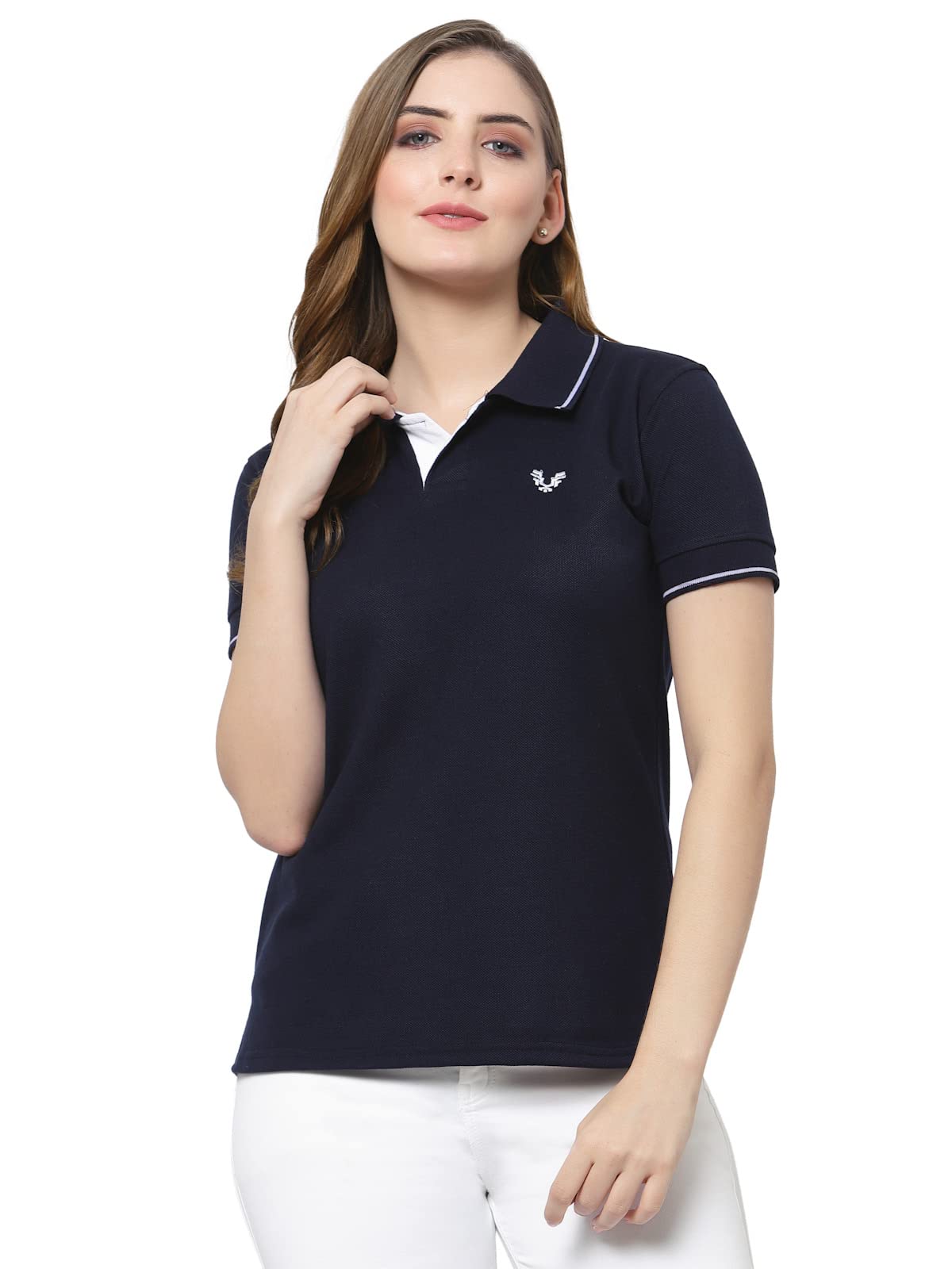 Women's Cotton Polo Collar Neck T-Shirt Top