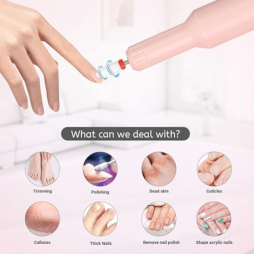 Miniatura 4 de Kit de taladro eléctrico de uñas, juego de lima de uñas eléctrica portátil para uñas de gel acrílico, máquina profesional de herramientas de