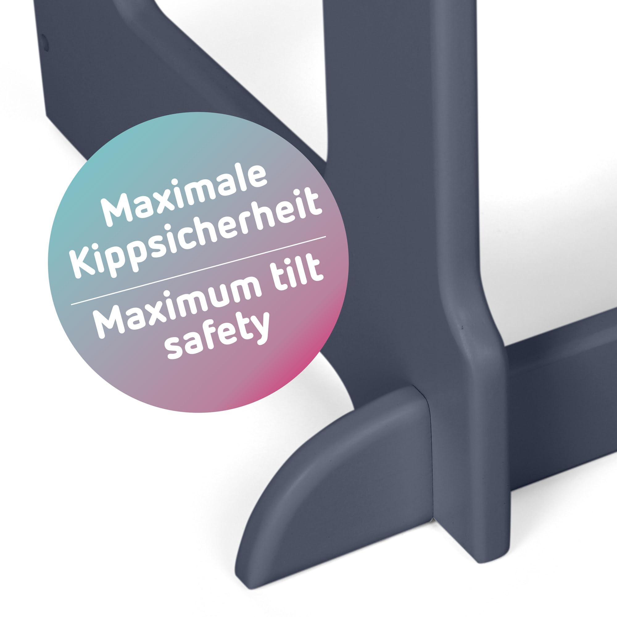 babybay Lernturm Littlefoot, maximale Kippsicherheit durch massives Buchenholz, Förderung der Motorik, dreifach höhenverstellbar, ergonomischer Einstieg, Aussparung für Küchengriffe, grau lackiert