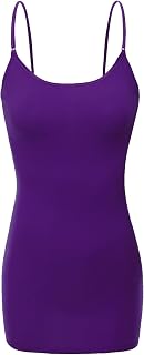 Women's Ladies Adjustable Spaghetti Strap Basic Long Cami Tunic Tank Top