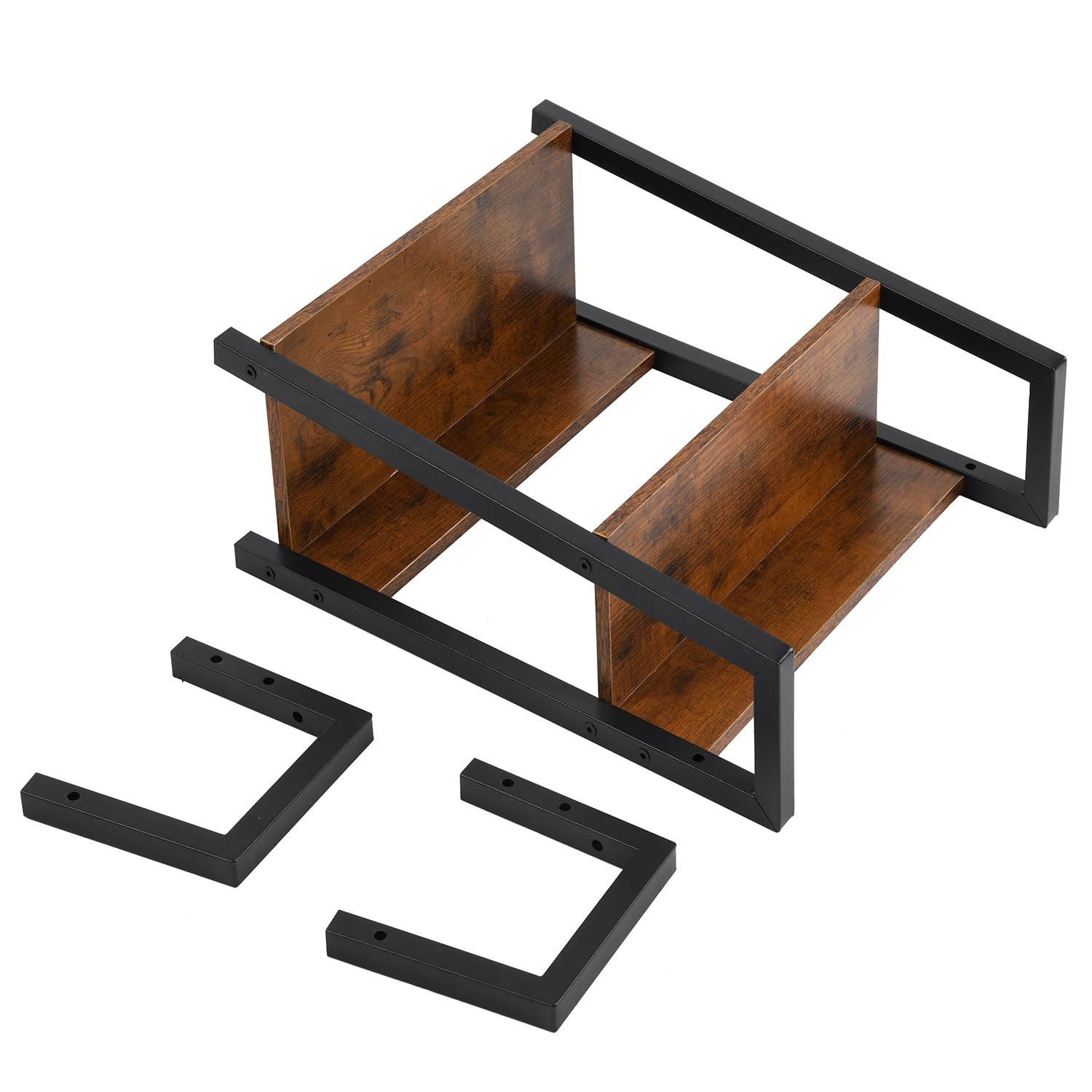 FurnitureR Étagère de Bar, Support de Présentation pour Bar, H-26cm Compartiment, Meuble de Rangement pour Bouteilles d'Alcools et Verres, 5 Niveaux Rangement avec Tiroirs en Non-Tissé, 42x29x141cm