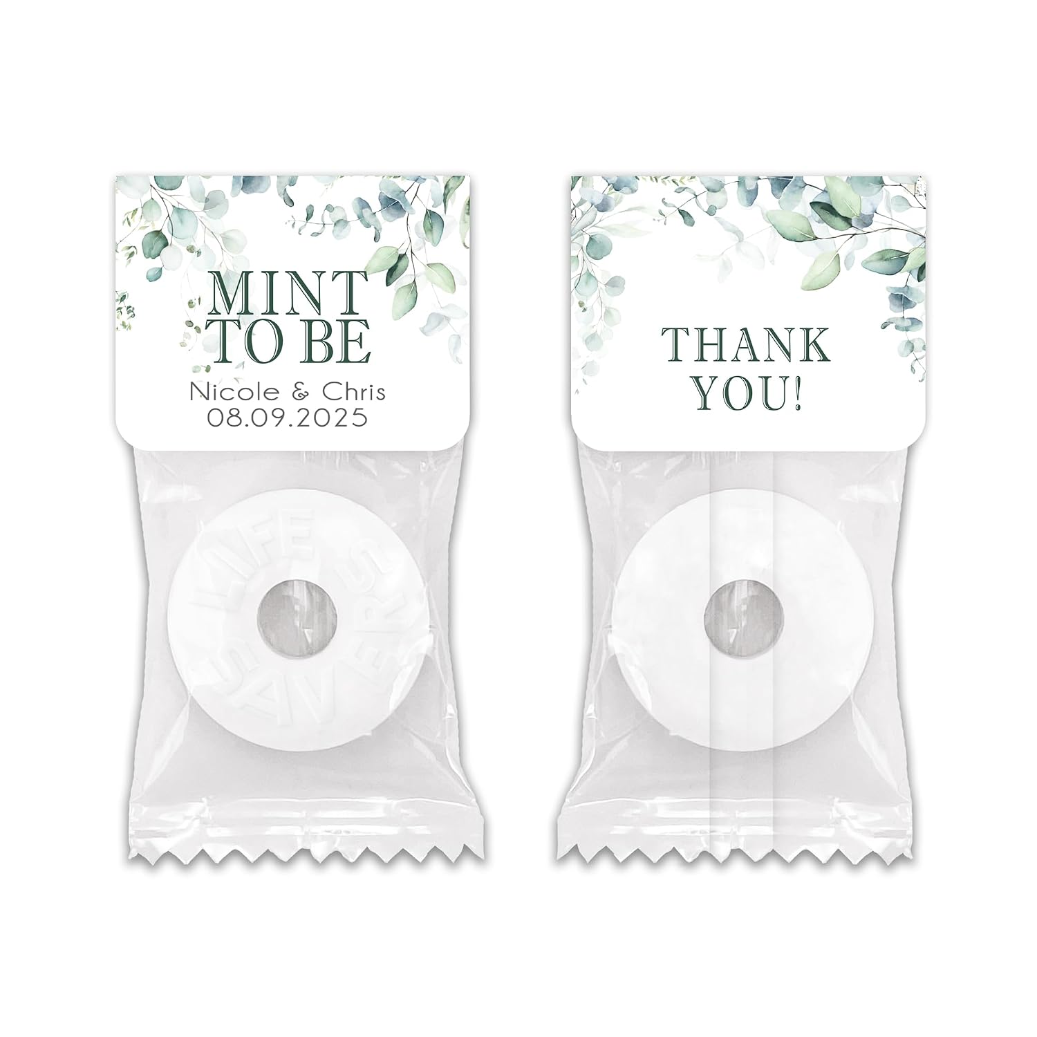 Life Savor Wedding Favors, Mint to Be, Wedding Favor Mints, Eucalyptus Floral, Edible Favors (Set of 100)