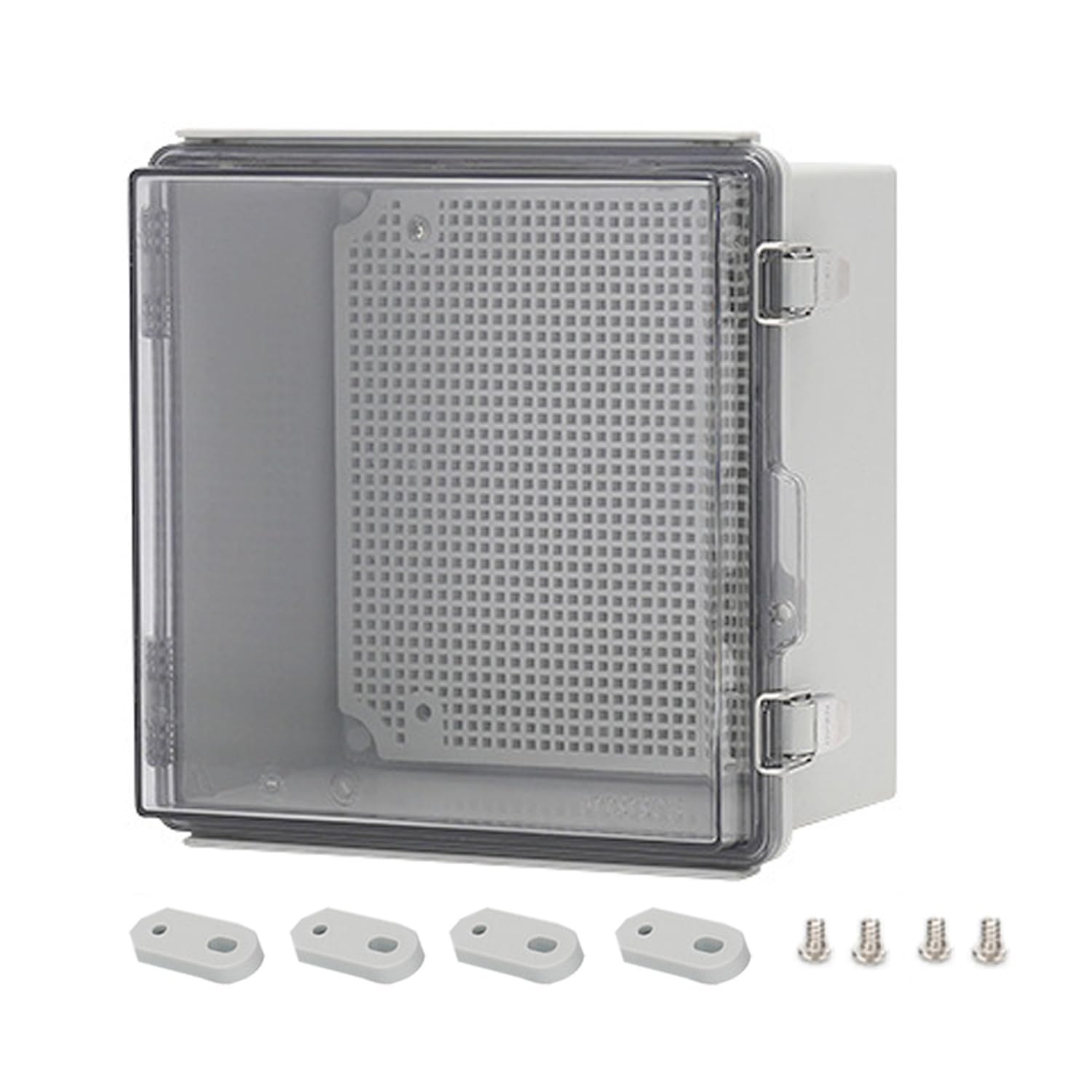 Coffret Electrique Etanche Exterieu,Boîte De Dérivation Electrique,Boitier Electrique Étanche Avec Couvercle à Charnière,Ip67 Boîte De Jonction En Plastique Abs,Gris Porte Transparente(210x210x140mm)