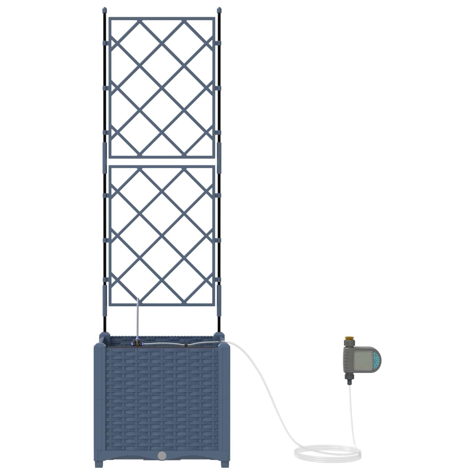 Jardinière auto-arrosage - Gris - 40 x 40 x 142 cm - En plastique - Avec système d'arrosage intégré pour l'extérieur - Design moderne pour terrasse et jardin
