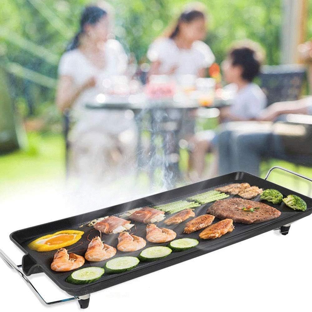 Barbecue Grill Grill Baking Dish-Electric Indoor Searing Grill Removable Easy-to-Clean Nonstick Plate, 6-Serving, Extra-Large Drip Tray, Stainless Steel