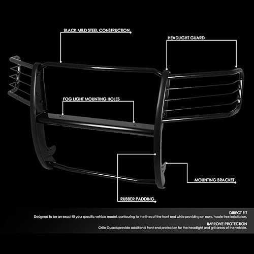 Vista 48 de DNA Motoring GRILL-G-006-BK Parachoques Delantero Cepillo Rejilla Guardia, Negro
