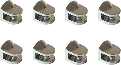Soportes de estante ajustables para montaje en pared, clips de metal, níquel cepillado para madera acrílica de vidrio de 4 a 0.315in (8 unidades)