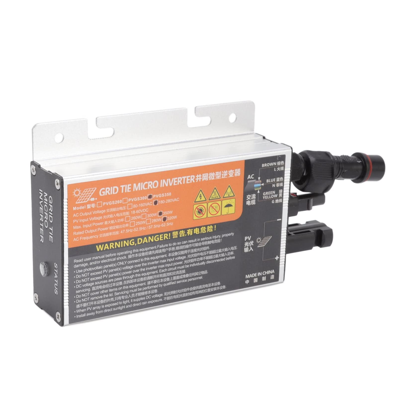 Solar Grid Tie Inverter 18‑60V omvormer voor opwekkingssysteem AC220V waterdicht IP55 (PVGS 350W(18 60V) AC220V