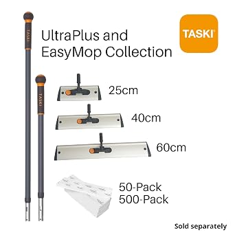 TASKI タスキ EasyMop 使い捨てマイクロファイバーモップパッド D1232213 衛生的使い捨て布パッド 16インチ 40cm x 5インチ 幅12.5cm 50パッド1パック