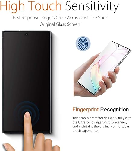 Miniatura 3 de Samsung Galaxy Note 10 Protector de pantalla de vidrio templado para Galaxy Note 10 [Curvo 3D] [Reconocimiento de huellas dactilares] Protector de