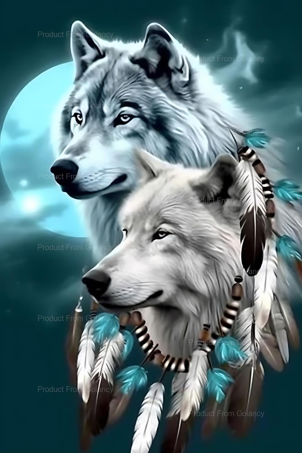Amazon.com: Goiancy Wolf with Feathers and A Dream Catcher