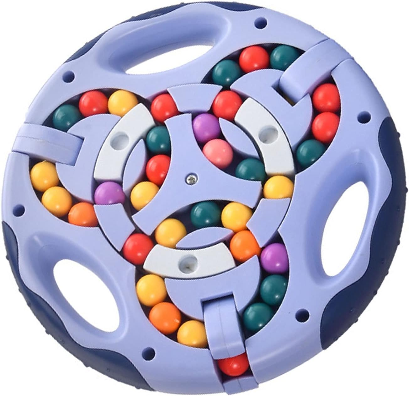 Finger Rotating Beans, Engaging Double Sided Puzzle for Calming Decompression and Stress Relief Fun Rotating Beans Toy for Adults and Children (Blue)