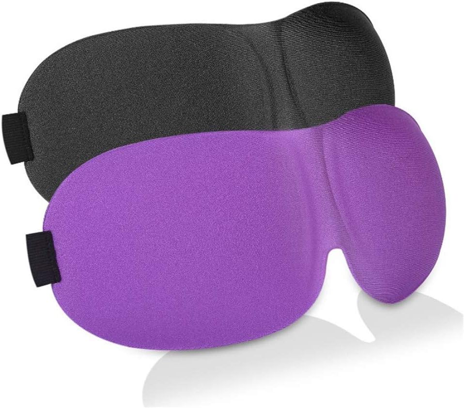 3D Sleeping Mask Eye Mask for Sleeping Contoured Shape Ultra Lightweight & Comfortable Sleep Mask for Travel, Nap, Shift Works 2 Pack (Black & Purple)