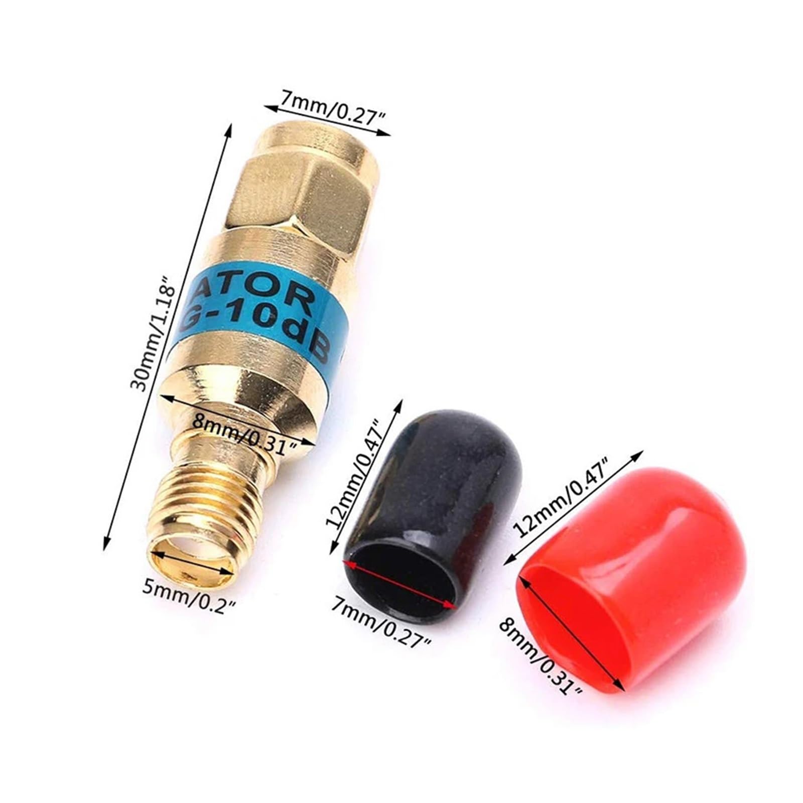 réglable Atténuateur SMA 2W en laiton plaqué or, DC-6GHz, 1dB.3dB.5dB.6dB.10dB.15dB.20dB.30db, atténuation 50Ohm(5dB)