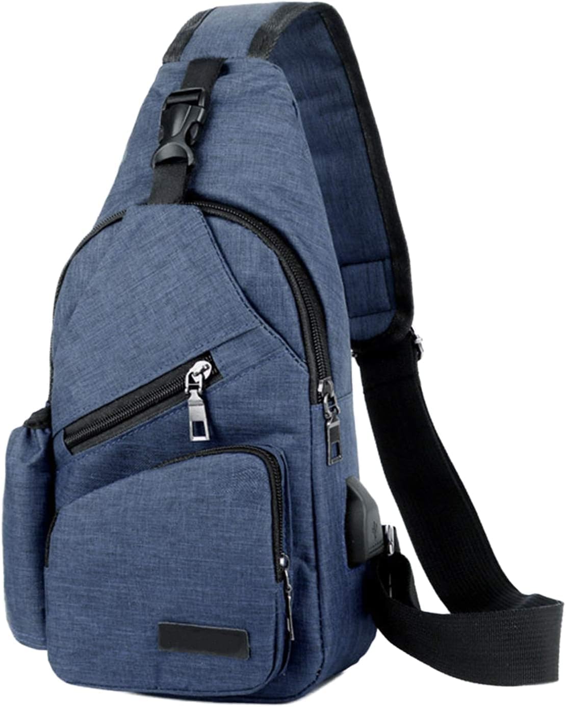 Coolpin Outdoor Sports Chest Bag Sling Backpack Crossbody Bag with USB Charging Port Polyester Multipurpose Gym Shoulder Bag Color Blue