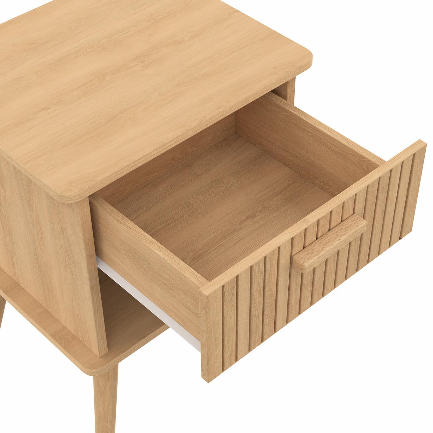 IDMarket - Lot de 2 Tables de Chevet Juliette 1 tiroir avec Niche Effet Lattes tasseau Bois