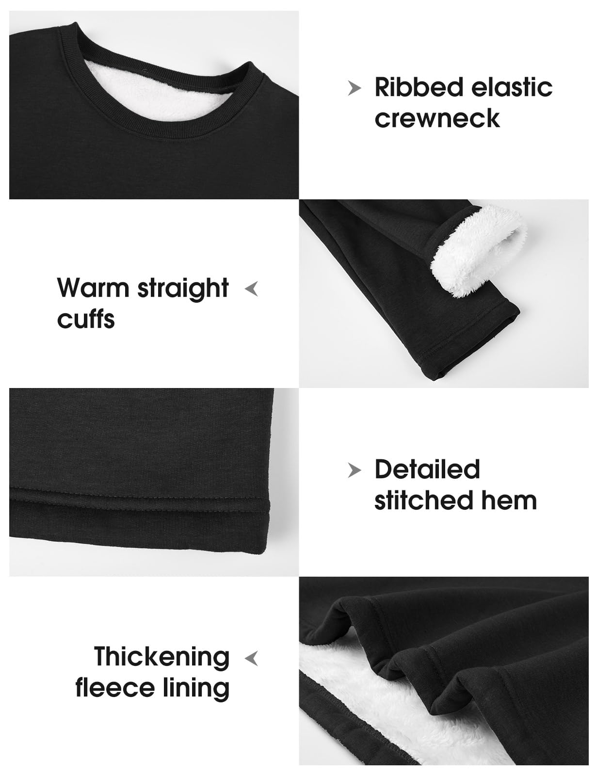 Nadeer Sweat Polaire Femme Hiver Pull Sweatshirt Manches Longues Col Rond Coton Sweat sans Capuche Couleur Unie Doublé Chaud Pullover Loose Casual Loungewear Haut