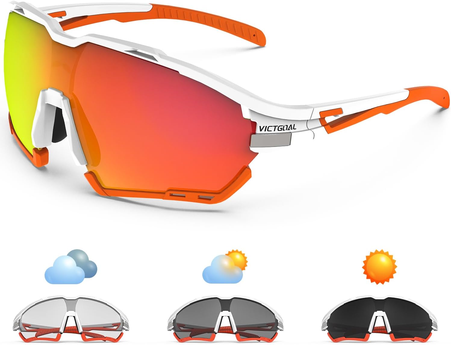VICTGOAL Cycling Glasses for Men Women with Polarized and Photochromic 2 Lenses Clear Road Bike Running Sports Sunglasses