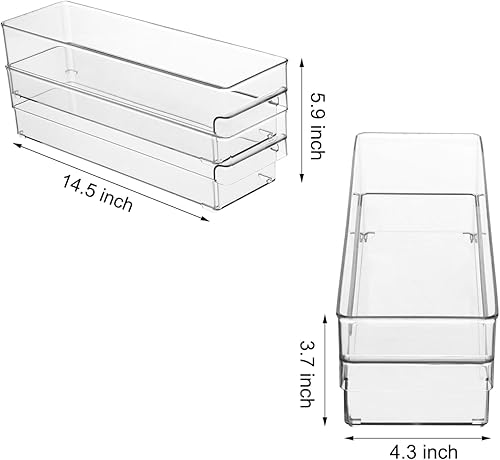 Miniatura 2 de Contenedores de almacenamiento de plástico, paquete de 2 cubos organizadores apilables para refrigerador, contenedores de almacenamiento para