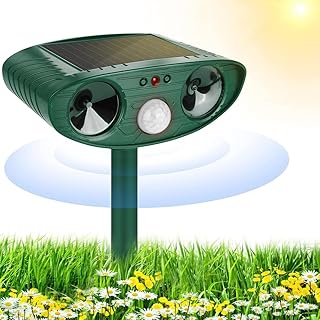 Jcobay Cat Repellent Garden Ultrasonic Cat Scarer Solar Powered Animal Repeller Waterproof Cat Deterrent with Motion Sensor for Garden Yard Field Farm Dogs Birds Squirrels Deterrent
