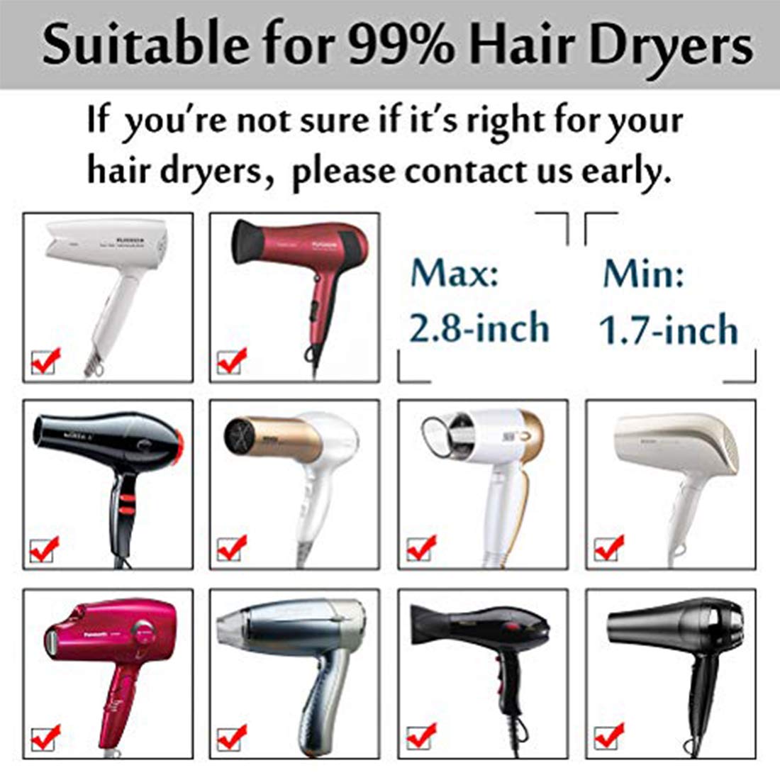 Universal Hair Diffuser Attachment, Yebeauty Hair Diffuser for Curly Hair and Natural Hair, Blow Dryer Diffuser Salon Tool Suitable for 1.7-inch to 2.6-inch Blow Dry