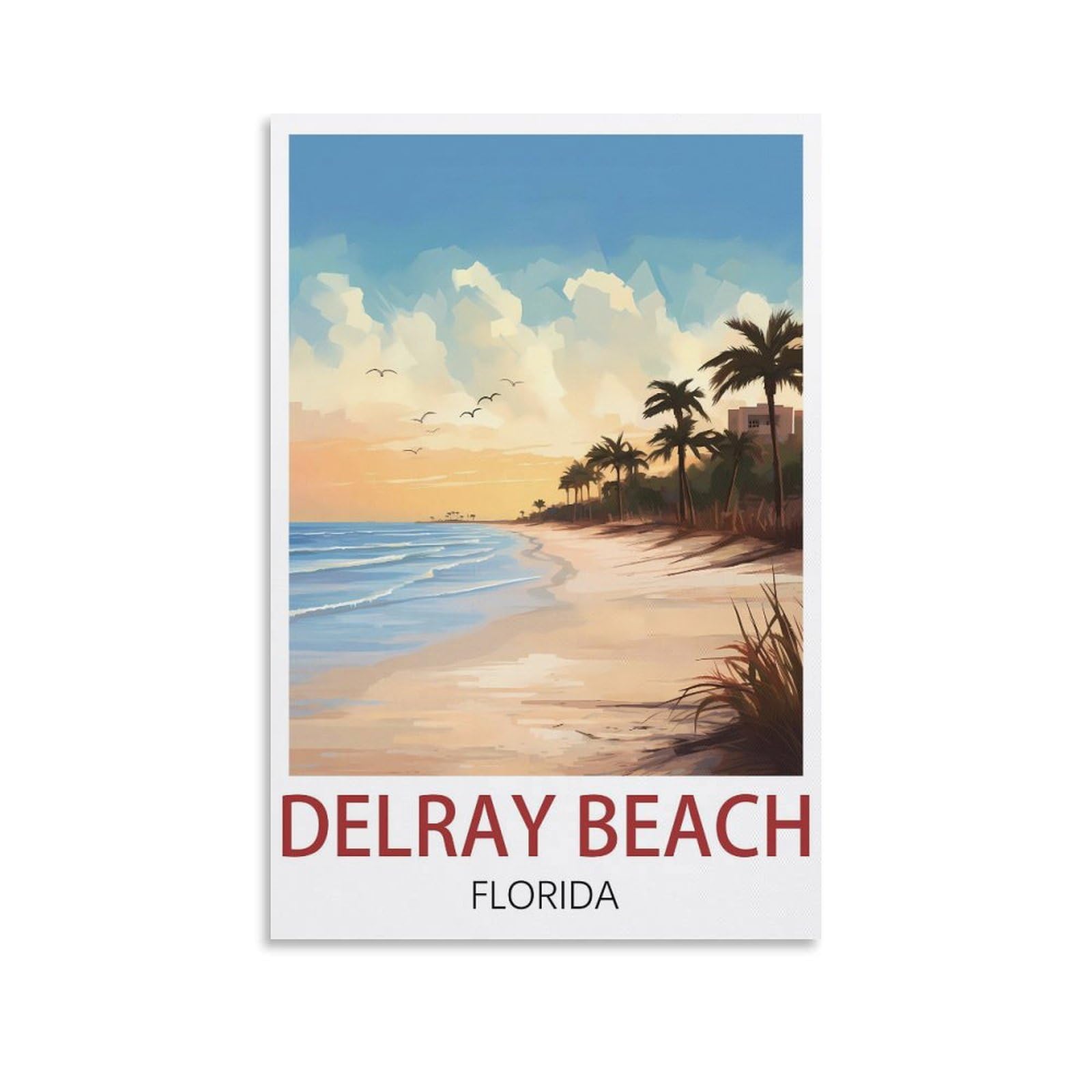 EZMLFA Diamond Painting Kits for Adults,Delray Beach Florida 5D Diamond Painting Kit for Adults Beginners, DIY Full Round Drill Gem Art Kits for Home 40x50cm