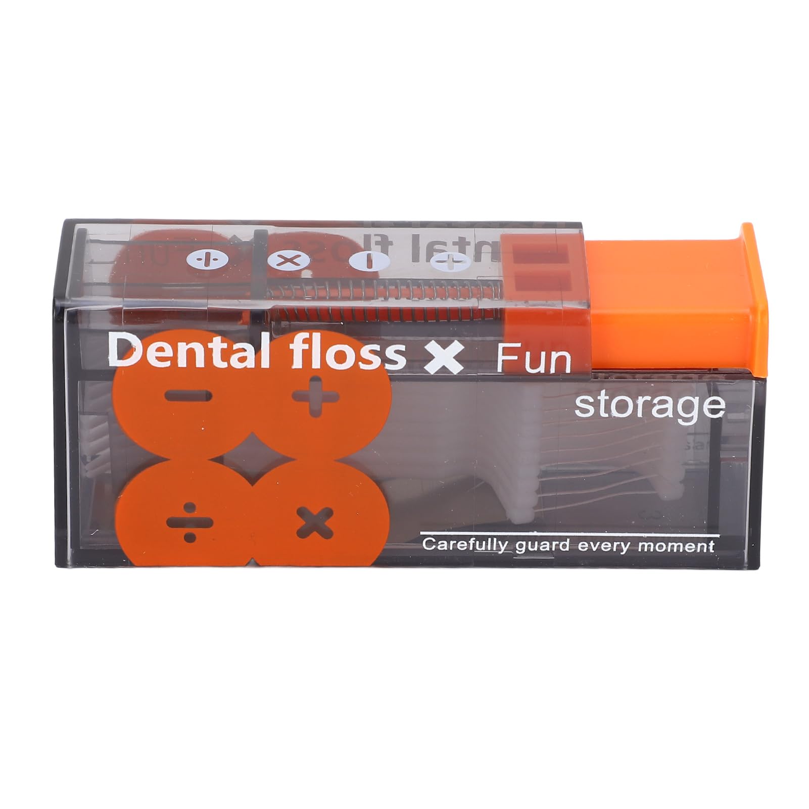 Dental Floss Dispenser Car Popping Small Portable Floss Pick Case with 10 Flossing for Travel Hotel Black Orange