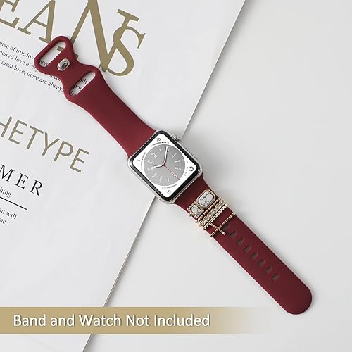 Vista 89 de ALMNVO Bling Diamond Charms for Apple Watch Bands Charms 46mm 45mm 44mm 42mm 41mm 40mm 38mm 49mm,Sparkle Metal Sliding Decorative Rings for iWatch