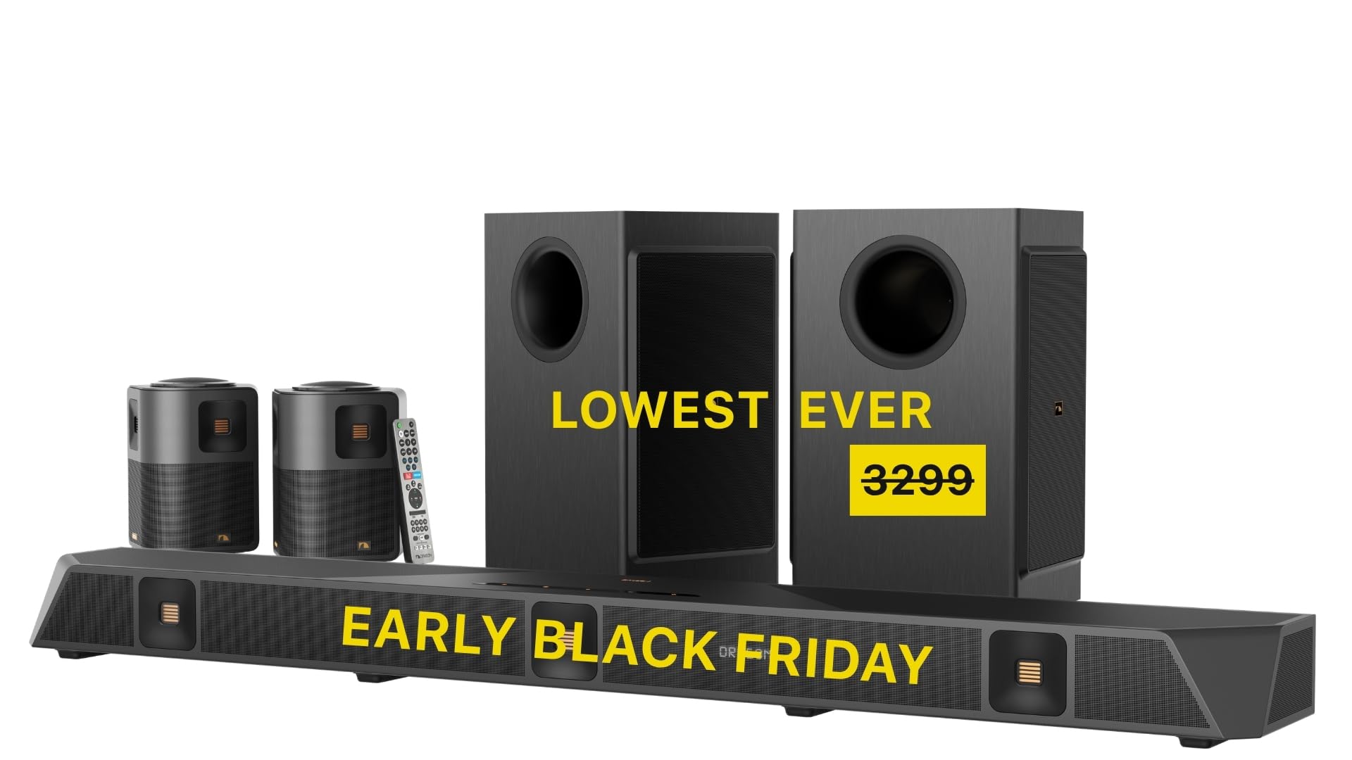 Nakamichi Dragon 11.4.6 Dolby Atmos/DTSX Pro Soundbar, Dual 8" Opposed Subs