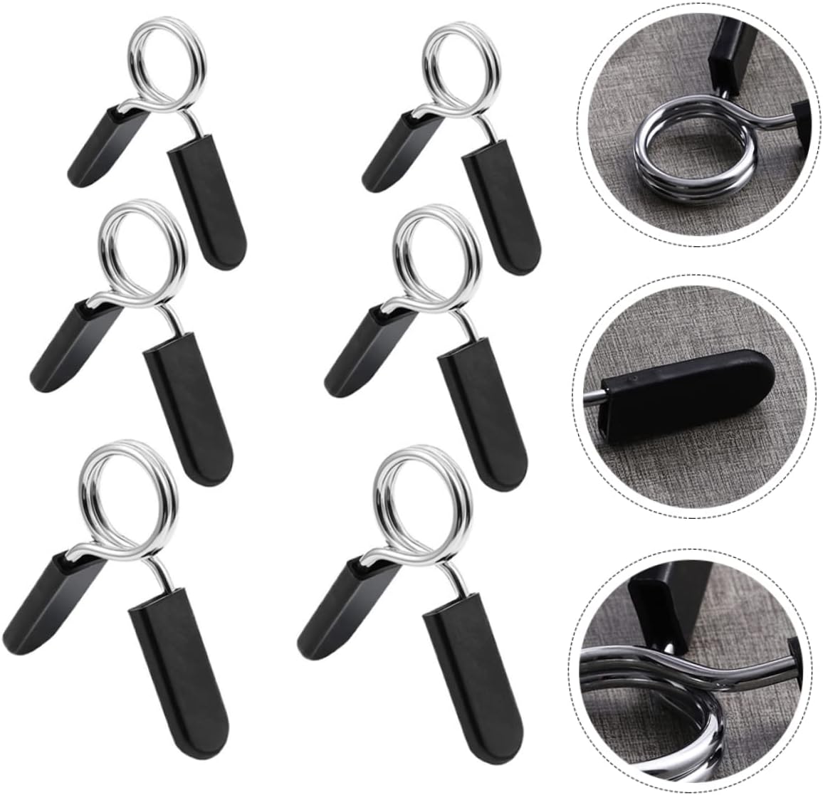 ibasenice 6pcs Weight Bar Clips Barbell Clamps for Secure Weightlifting Spring Lock Collars for Dumbbells and Barbells Stable Workout Accessory