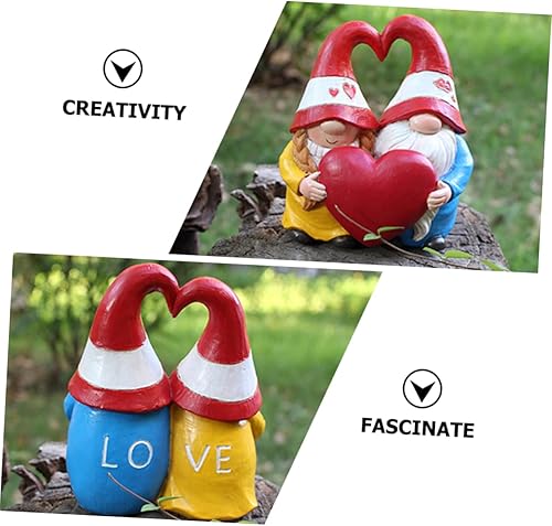 Vista 9 de YARNOW 3pcs Garden Couple Ornaments Wedding Couple Figurines Gnome Sculpture Nomes Gnome Couple Figurine Garden Elf Statue Garden Nome Garden