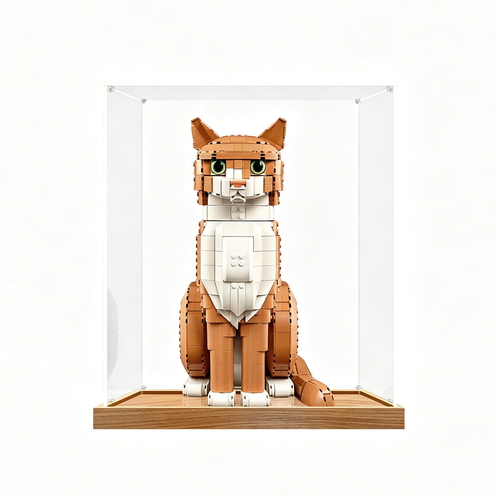 Vitrina acrílica para LEGO Gato Naranja 21376 caja de 3mm con base de madera