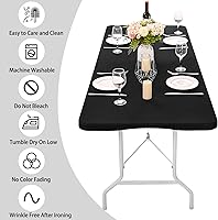 Vista 4 de Paquete de 6 manteles rectangulares de elastano para mesas rectangulares de 6 pies, manteles rectangulares lavables con borde elástico
