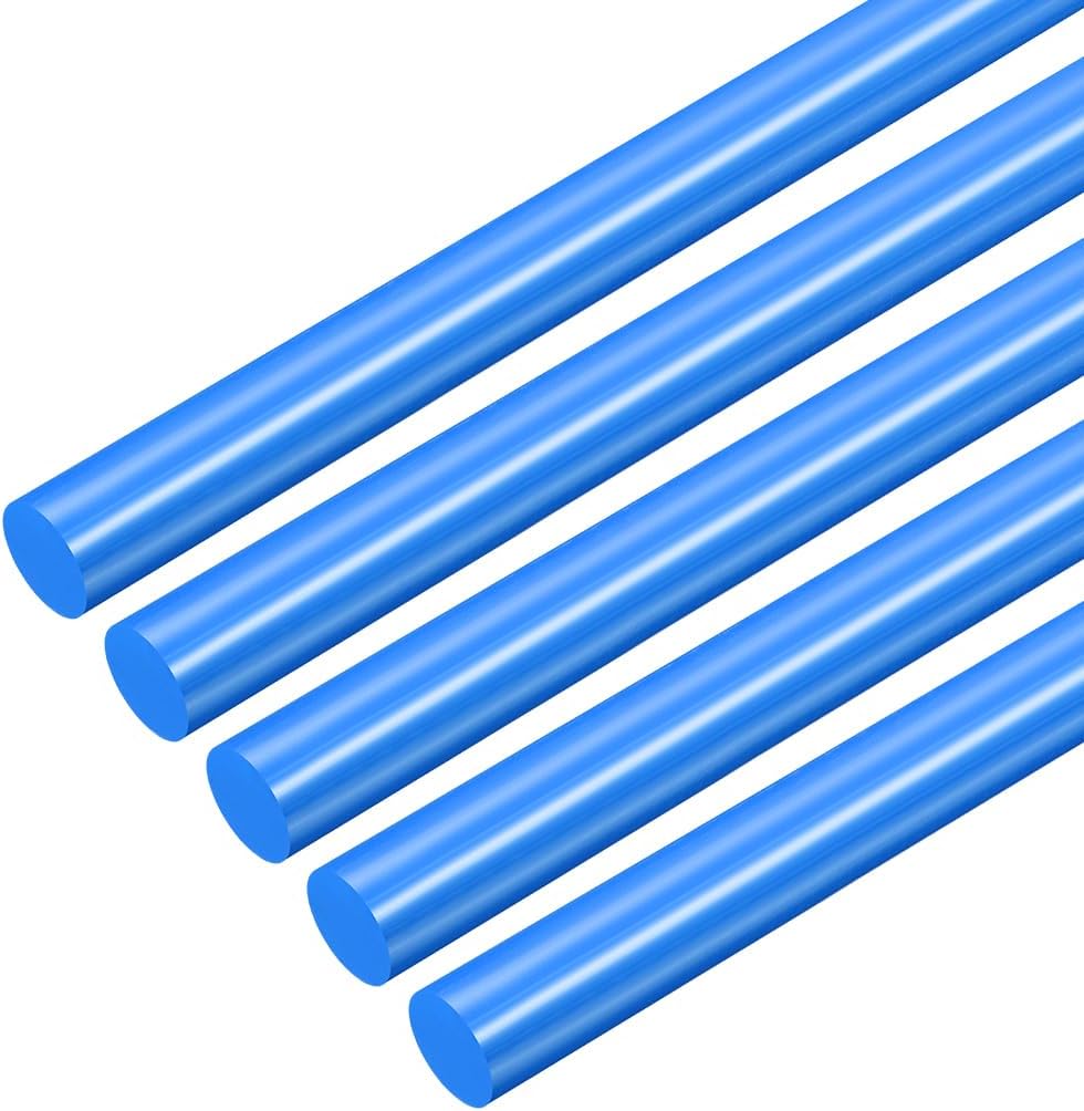 sourcing map 5 Pcs Blue Plastic Rods 25.5 x 330mm ABS Styrene Round Stick Round Solid Bar DIY Model for DIY Toys Building Making Architectural Model Making